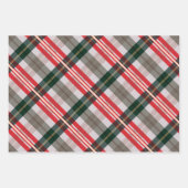 Festive Stylish Candy Cane Red Green Pset Pattern Inpakpapier Vel (Voorkant)