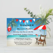 Festive Summer Beach Party Invitation Kaart (Staand voorkant)