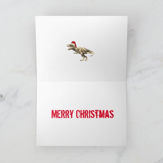 Festive T Rex Funny Kerstmis Dinosaur Irony Quote Kaart (Binnen)