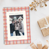 Festive Tartan Plaid Red Christmas Letter Photo Feestdagenkaart