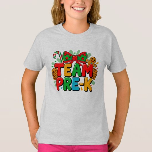 Festive Team Pre-K Christmas T-Shirt (Devant)