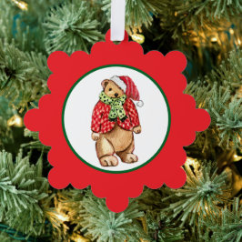 Festive Teddy Bear Ornament Kaart