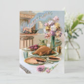 Festive Thanksgiving Turkey Dinner Feestdagenkaart (Staand voorkant)