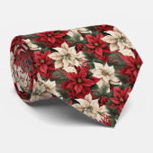 Festive tiled poinsettia pattern stropdas (Opgerold)