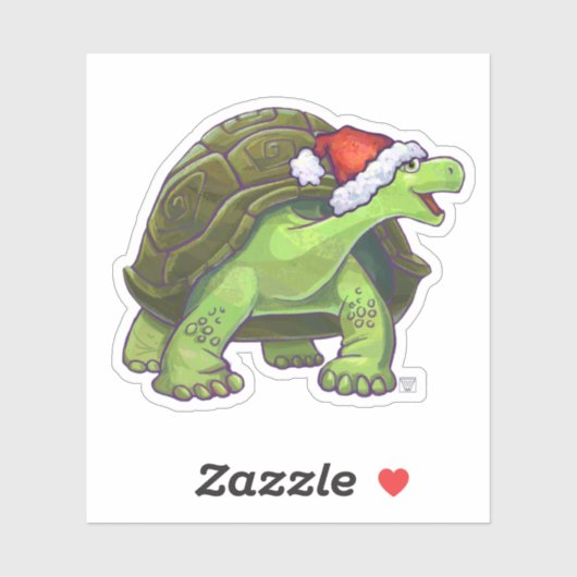 Festive Tortoise in een Santa Hat Sticker (Vel)