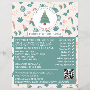 Festive Tree & Background, kerstboomverkoop Flyer