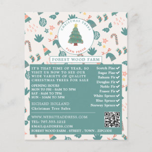 Festive Tree & Background, kerstboomverkoop Flyer
