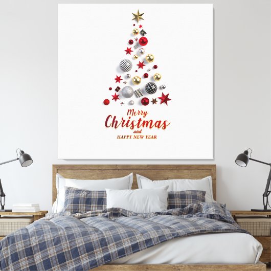 “Festive Tree in Snow” Canvas Afdruk (Insitu (Slaapkamer))