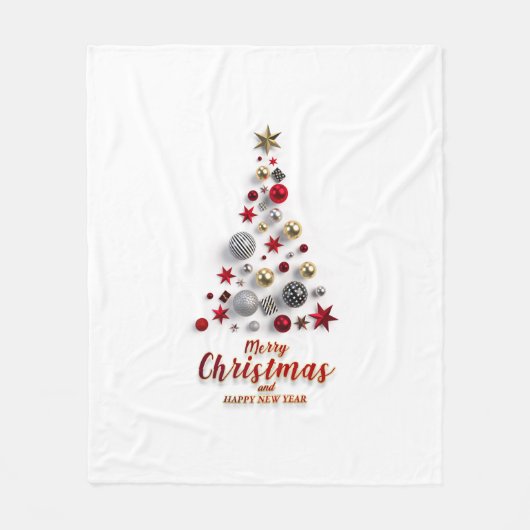 “Festive Tree in Snow”  Fleece Deken (Voorkant)