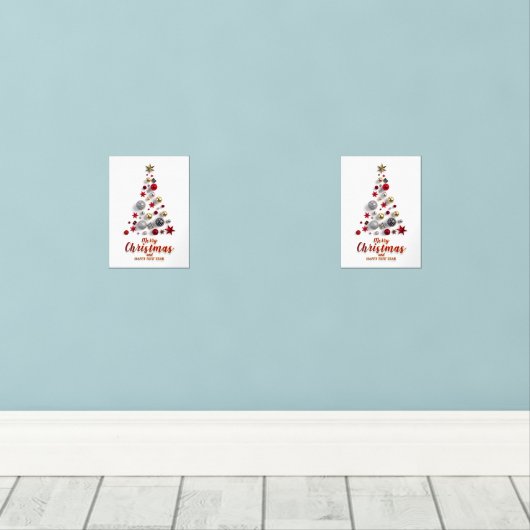 “Festive Tree in Snow” Muurkunst Sets (Houten vloer)