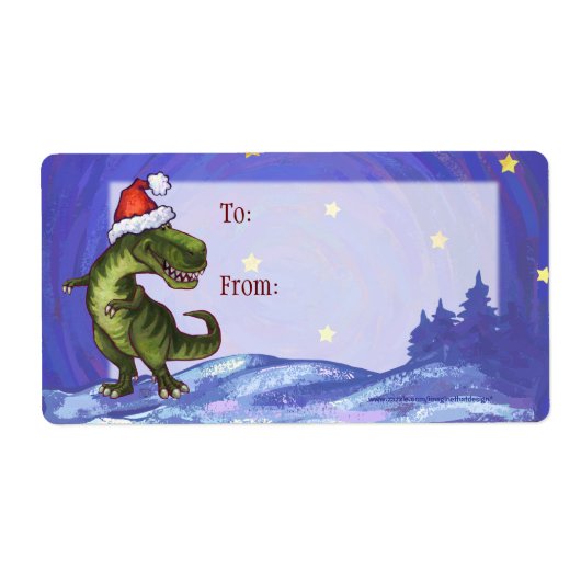 Festive Trex in Santa Hat-kerstcadeaulabels Etiket (Voorkant)