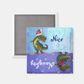 Festive TRex Naughty Nice Dishwasher Magnet Magneet (Voorkant / Achterkant)