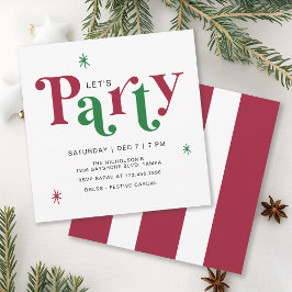 Festive Typography Let's Party Fun Holiday Kaart