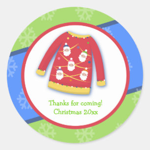 Festive Ugly Sweater Custom Favor Sticker