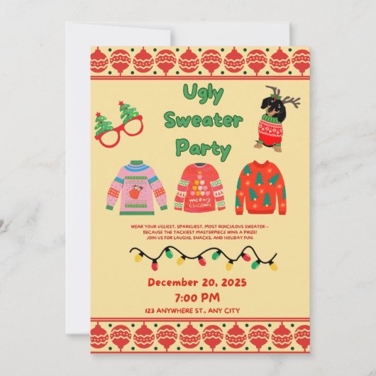 Festive Ugly Sweater Party Invitation (Devant)
