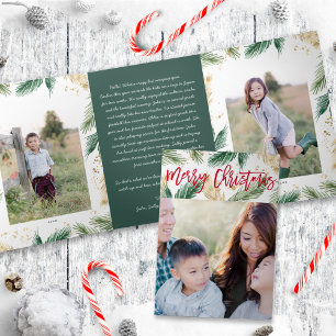 Festive Verdure or Noël photo pliée carte