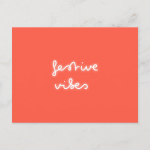 Festive Vibes Modern Neon Light Trendy Red Xmas Briefkaart