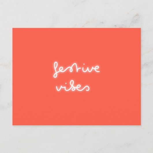 Festive Vibes | Modern Neon Light Trendy Red Xmas Briefkaart (Voorkant)