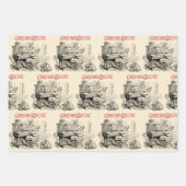 Festive Victoriaans Kerstmis met Kerstman Inpakpapier Vel (Voorkant)