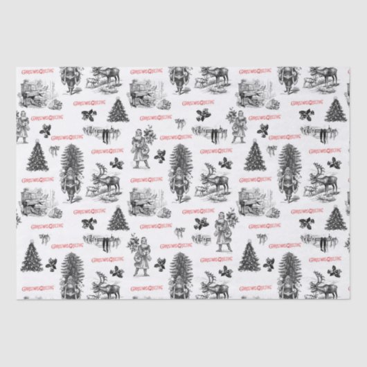 Festive Victoriaans Kerstmis met Kerstman Tissuepapier (Voorkant)