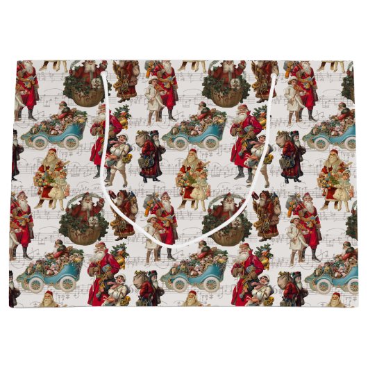 Festive Victoriaans Santas over Antiek muziek Groot Cadeauzakje (Voorkant)