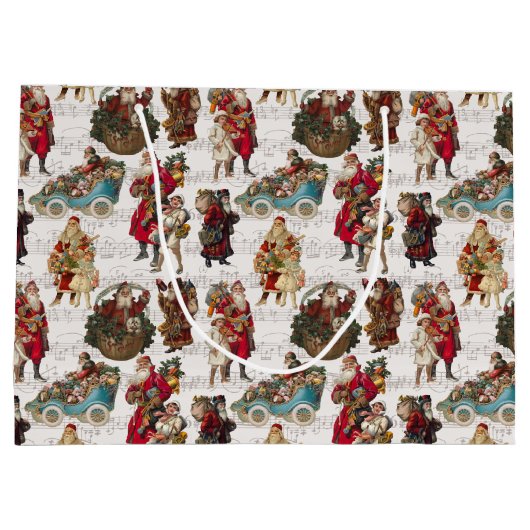Festive Victoriaans Santas over Antiek muziek Groot Cadeauzakje (Achterkant)