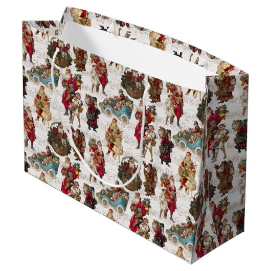 Festive Victoriaans Santas over Antiek muziek Groot Cadeauzakje (Achterkant Gekanteld)