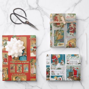 Festive Vintage-kerstkaart Collectie Inpakpapier Vel