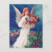 Festive vintage Kerstmis Angel Holiday Briefkaart (Voorkant)