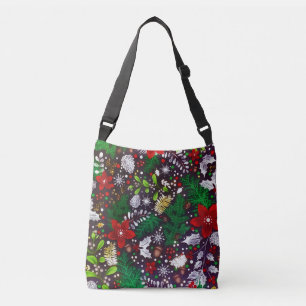 Festive Vintage Kerstmis Botanical Forest Crossbody Tas