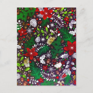 Festive Vintage Kerstmis Botanical Forest Feestdagenkaart