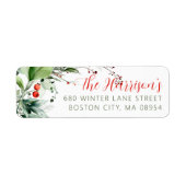 Festive Watercolor Greenery Christmas Address Etiket (Voorkant)