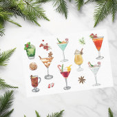 Festive Waterverf Cocktails KerstMartini Tissuepapier