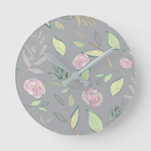 Festive Waterverf Flowers 2 Ronde Klok