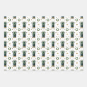 Festive Waterverf Green Front Deurpatroon Inpakpapier Vel (Voorkant 2)