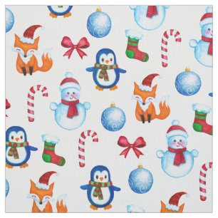 Festive Waterverf-kerstIllustrator Patroon Stof
