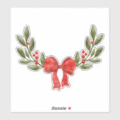 Festive waterverf kerstsierbloemen sticker (Vel)
