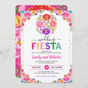 Festive Wedding Fiesta Mexican Floral Pattern Kaart