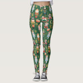 Festive Whimsical Cute Nutcracker Ballet Green Leggings (Voorkant)
