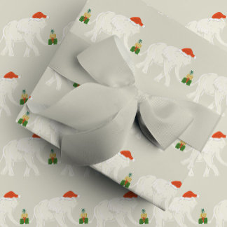Festive White Elephant Christmas Party Illustrated Cadeaupapier