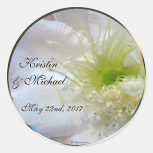 Festive White Flower Wedding Custom Envelope-zegel Ronde Sticker