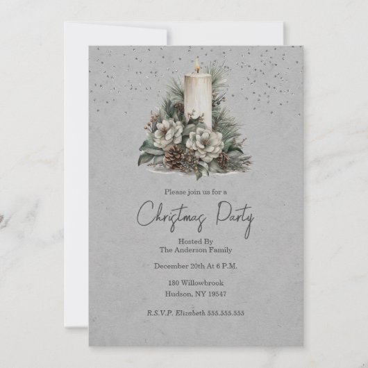 Festive Winter Candle Christmas Invitation (Devant)