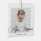 Festive Winter Deer Foto kerstwit Keramisch Ornament (Rechts)