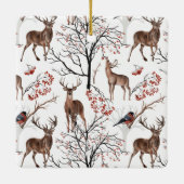 Festive Winter Deer Foto kerstwit Keramisch Ornament (Achterkant)