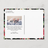 Festive Winter Flowers Pattern Black Foto Feestdagenkaart (Achterkant)