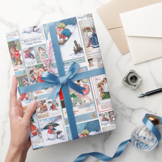 Festive  Winter Fun kerstkaart Collage Cadeaupapier (Geschenken)