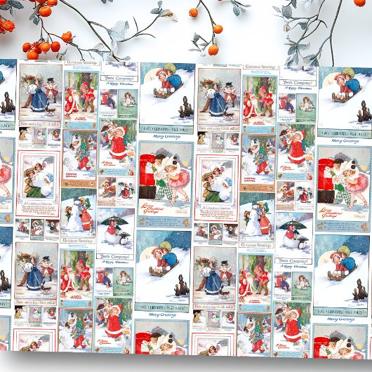 Festive  Winter Fun kerstkaart Collage Tissuepapier