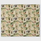 Festive Winter Kerstmis Ephemera Collage Cadeaupapier (Vlak)