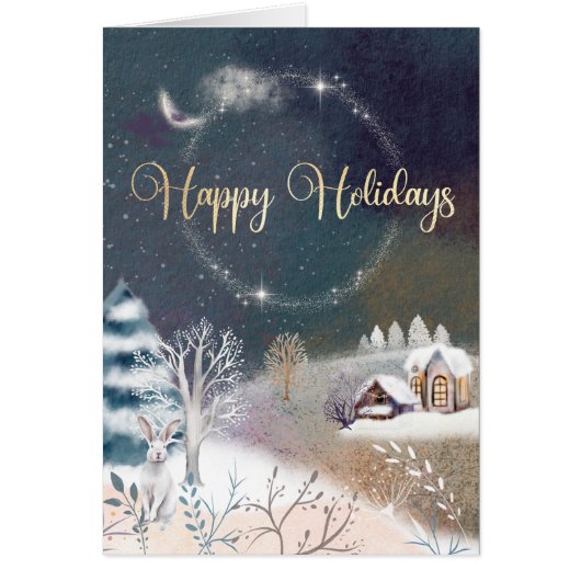 Festive Winter Prettige feestdagen Wenskaart (Voorkant)