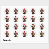 Festive Wirehaired Pointer Woof Word Art Christmas Ronde Sticker (Vel)